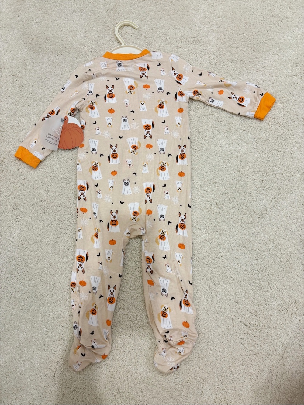 NWT Milkberry Halloween Pumpkin & Dog Print Bamboo Footie 6-9 Months - Picture 5 of 6